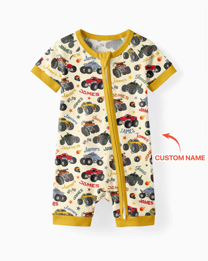 Personalized Monster Truck Bamboo Shorty Zippy