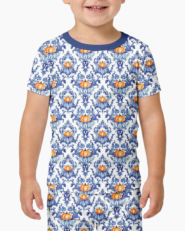 Pumpkin Toile Family Matching Bamboo Two Piece Short Sleeve Pajama Set
