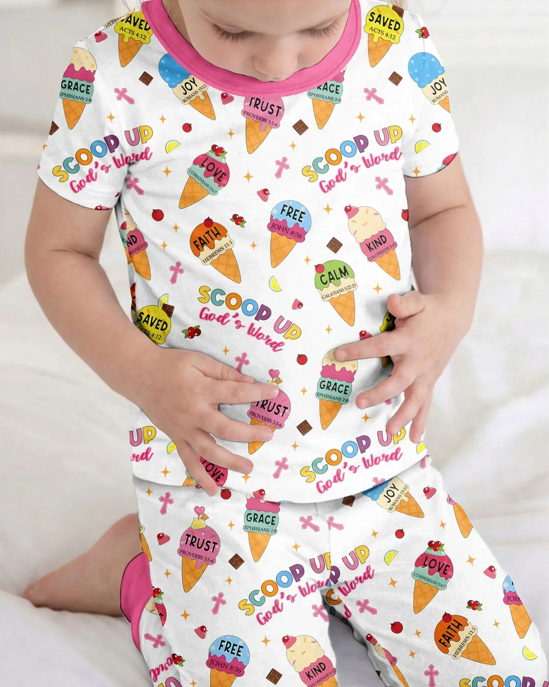 Ice Cream Summer Christian Bamboo Two Piece Short Sleeve Pajama Set