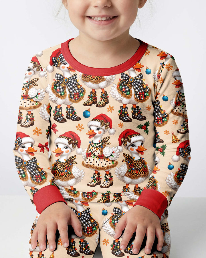 Holly Jolly Cowgirl Ducks Bamboo Two Piece Long Sleeve Pajama Set