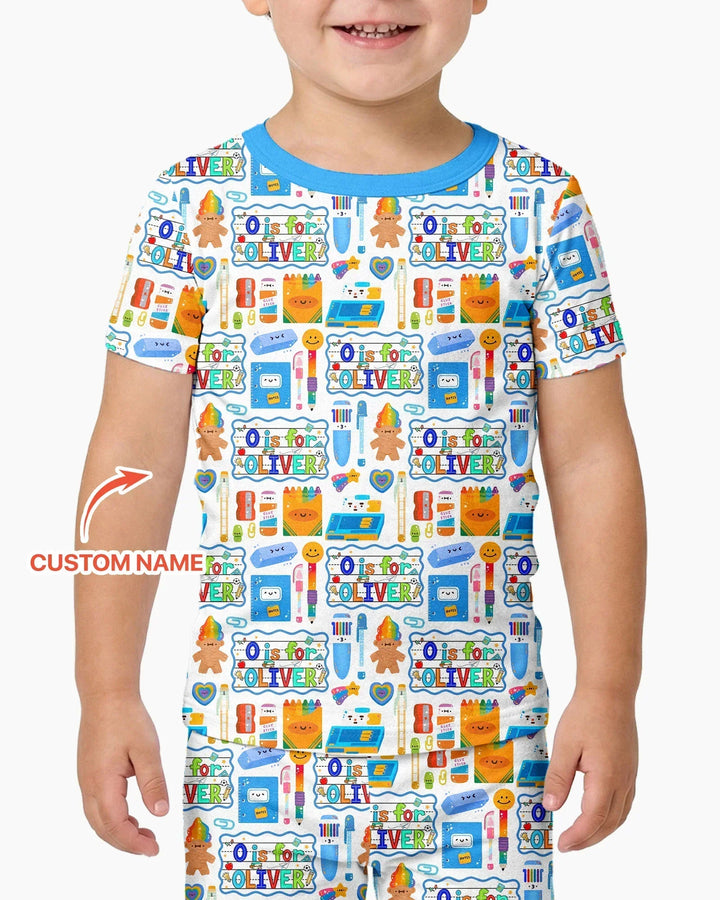 Custom Name Classroom Cuties Bamboo Two Piece Short Sleeve Pajama Set