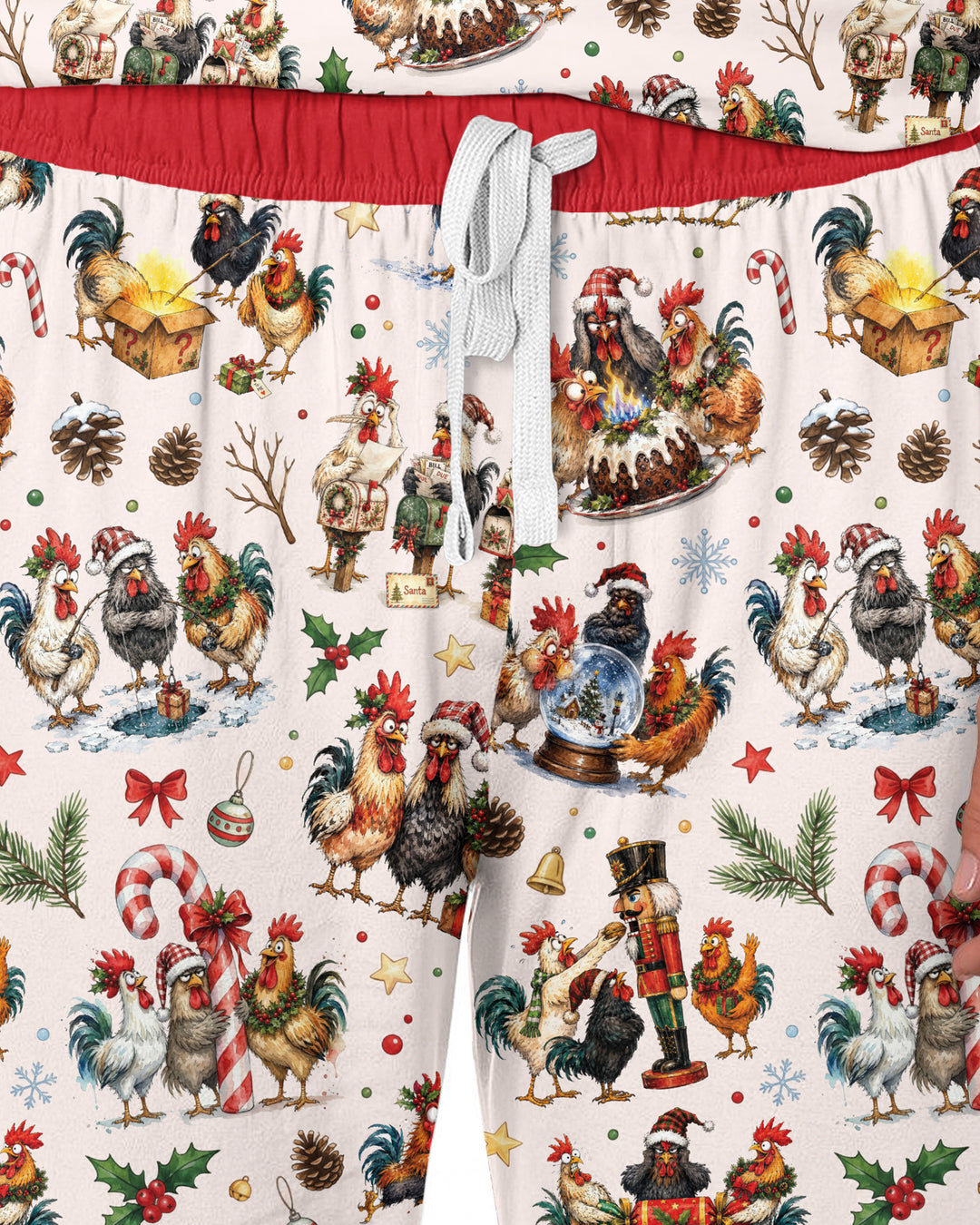 Funny Roosters On Christmas Bamboo Men's Pajama Set