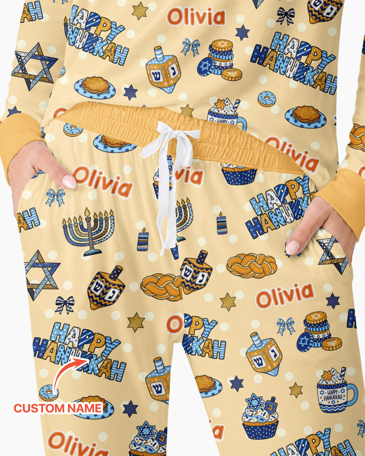 Custom Name Jewish Holiday Bamboo Women Pajama Set