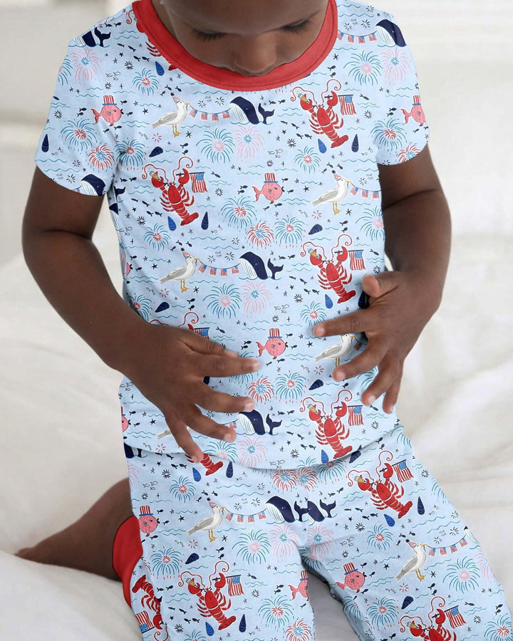 250 Summers Strong Matching Family Bamboo Two Piece Short Sleeve Pajama Set