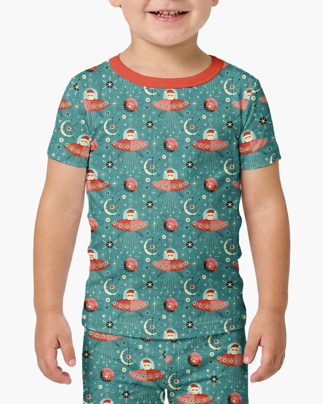 Atomic Santas in Space Bamboo Two Piece Short Sleeve Pajama Set