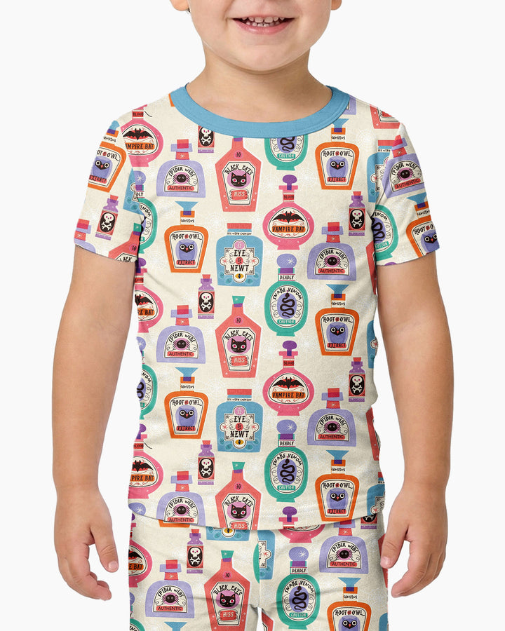 Retro Halloween Potions Bamboo Two Piece Short Sleeve Pajama Set