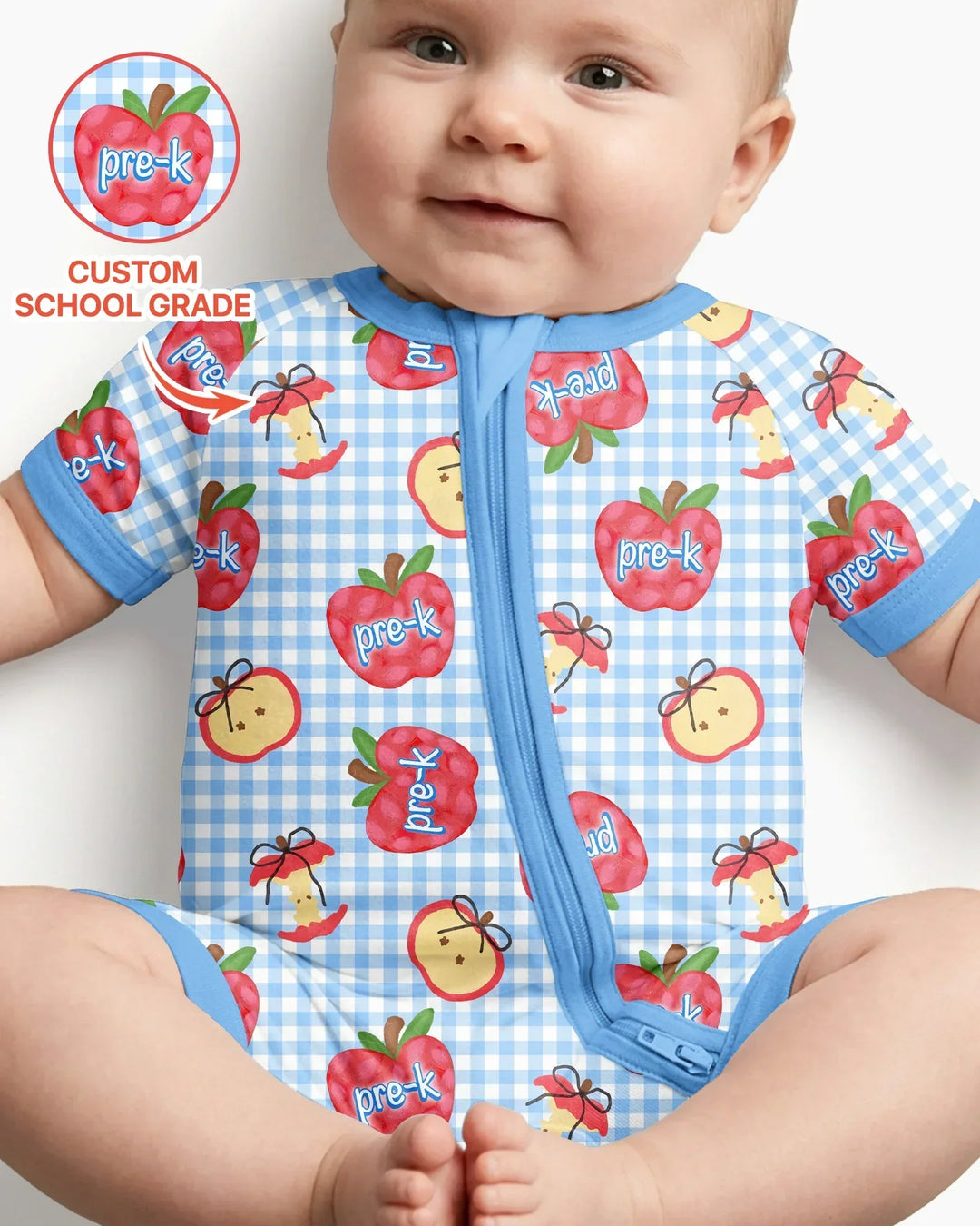 Custom School Grade Apple Days Bamboo Shorty Zippy
