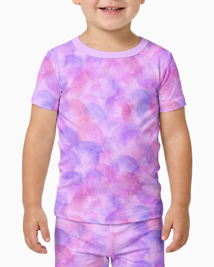 Purple Watercolor Bamboo Two-Piece Short Sleeve Pyjamas Set
