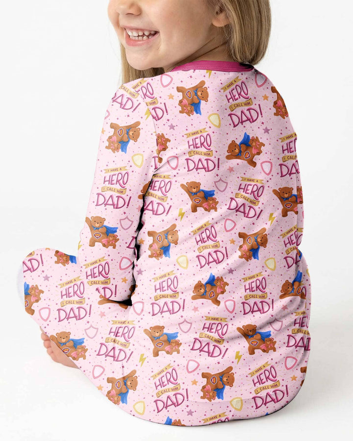I Have A Hero Daddy & Me Matching Bamboo Two Piece Long Sleeve Pajama Set