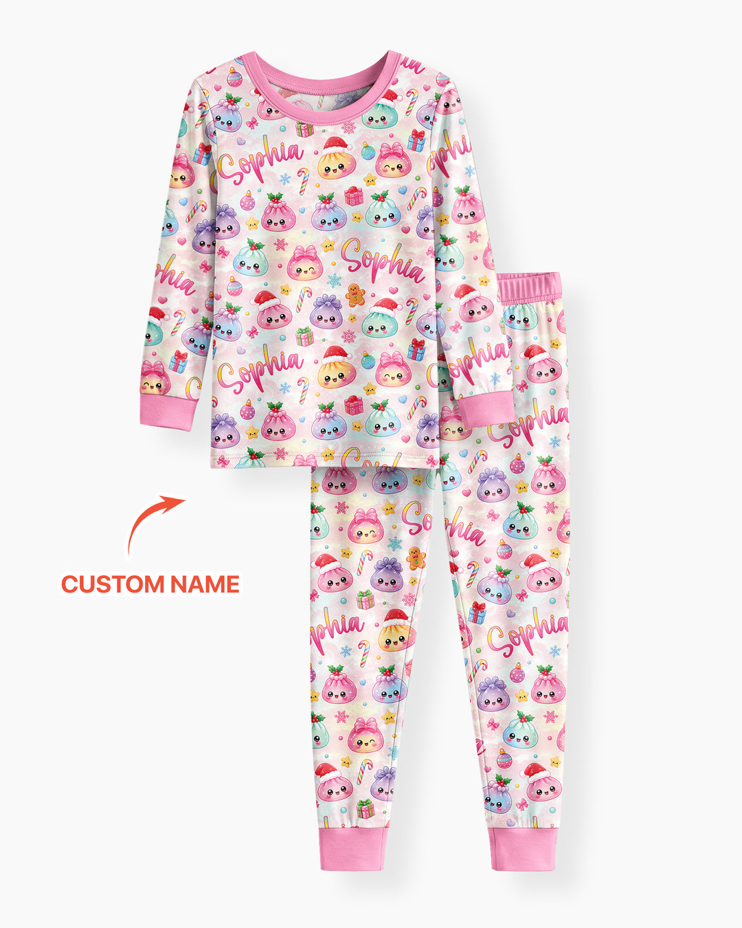 Christmas Dumpling Bamboo Two Piece Long Sleeve Pajama Set