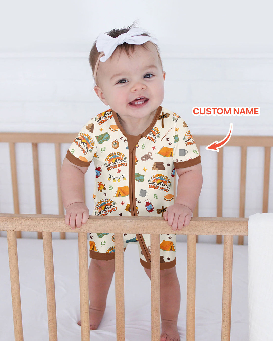 Custom Name Camping Crew Family Matching Bamboo Shorty Zippy