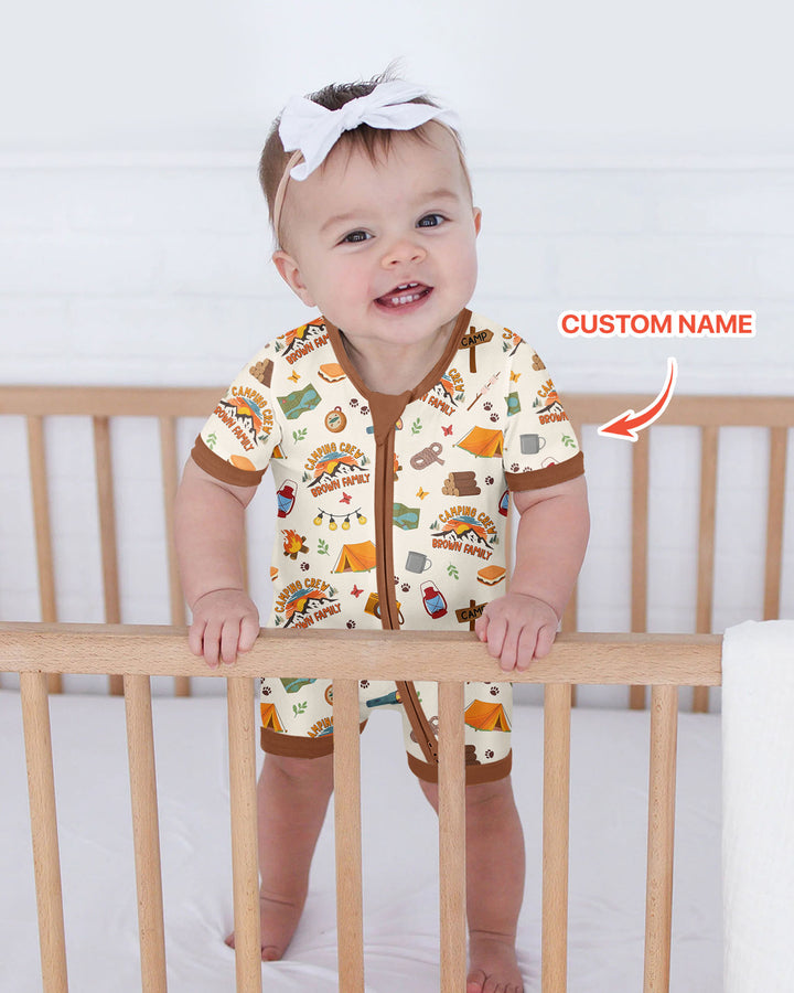 Custom Name Camping Crew Family Matching Bamboo Shorty Zippy