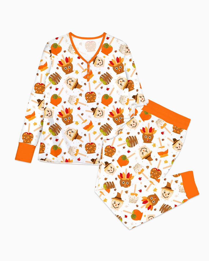 Fall Caramel Apple Family Matching Bamboo Women Pajama Set