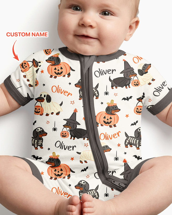 Orange and Black Dachshund Bamboo Shorty Zippy