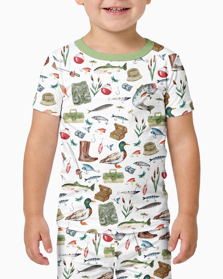 Daddy's Fishing Buddy Daddy& Me Matching Bamboo Two Piece Short Sleeve Pajama Set
