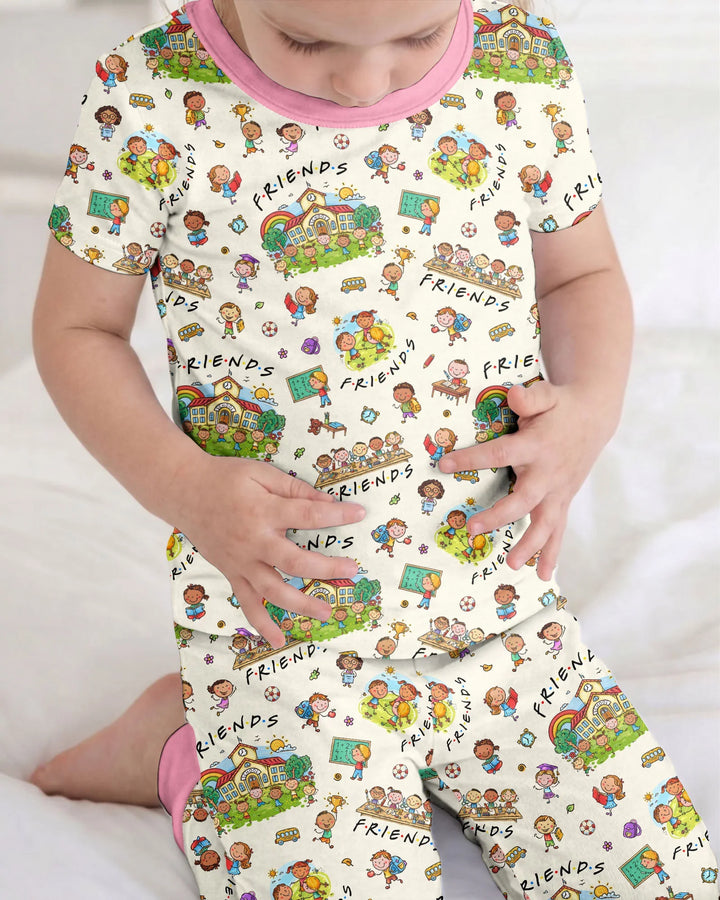 School Friends Forever Bamboo Two Piece Short Sleeve Pajama Set