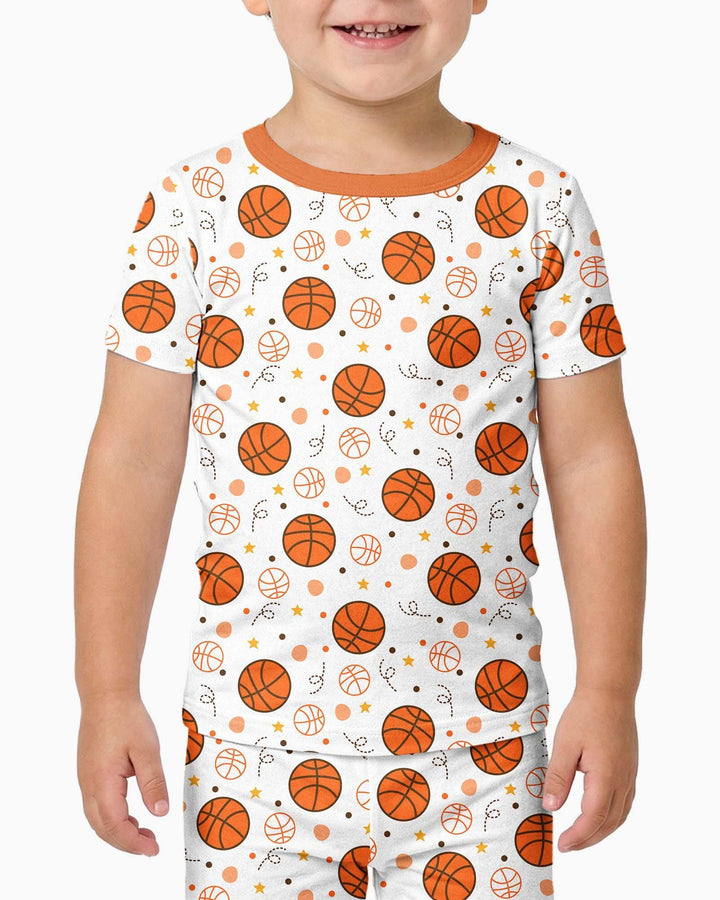 Orange Basketball Bamboo Two Piece Short Sleeve Pyjamas Set