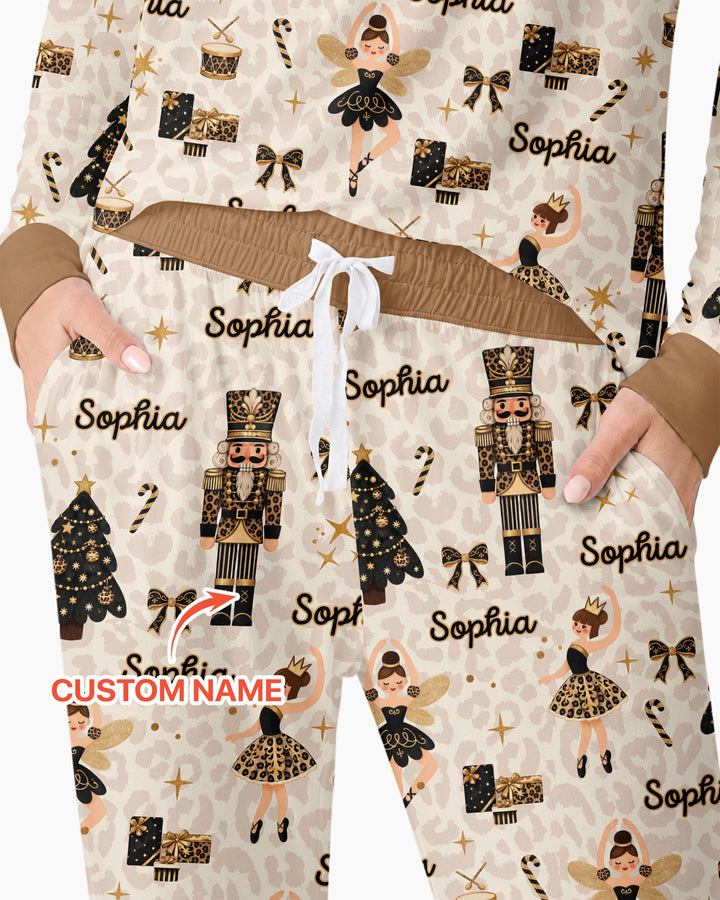 Custom Name Leopard Nutcracker Era Bamboo Women Pajama Set