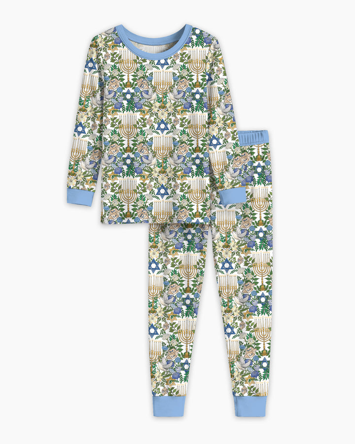 Hanukkah the Festival of Lights Mommy & Me Matching Bamboo Two Piece Long Sleeve Pajama Set