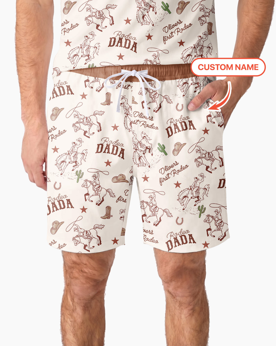 Custom Name First Rodeo Family Matching Bamboo Men Short Sleeve Short Pajama Set