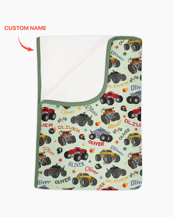 Personalized Monster Truck Bamboo Blanket