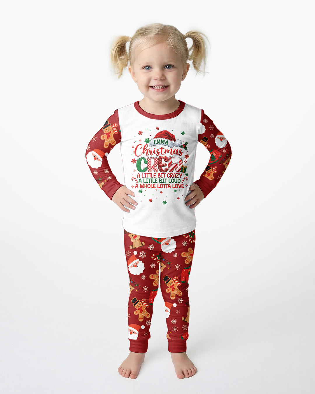 Personalized Christmas Crew Family Matching Bamboo Two Piece Long Sleeve Pajama Set