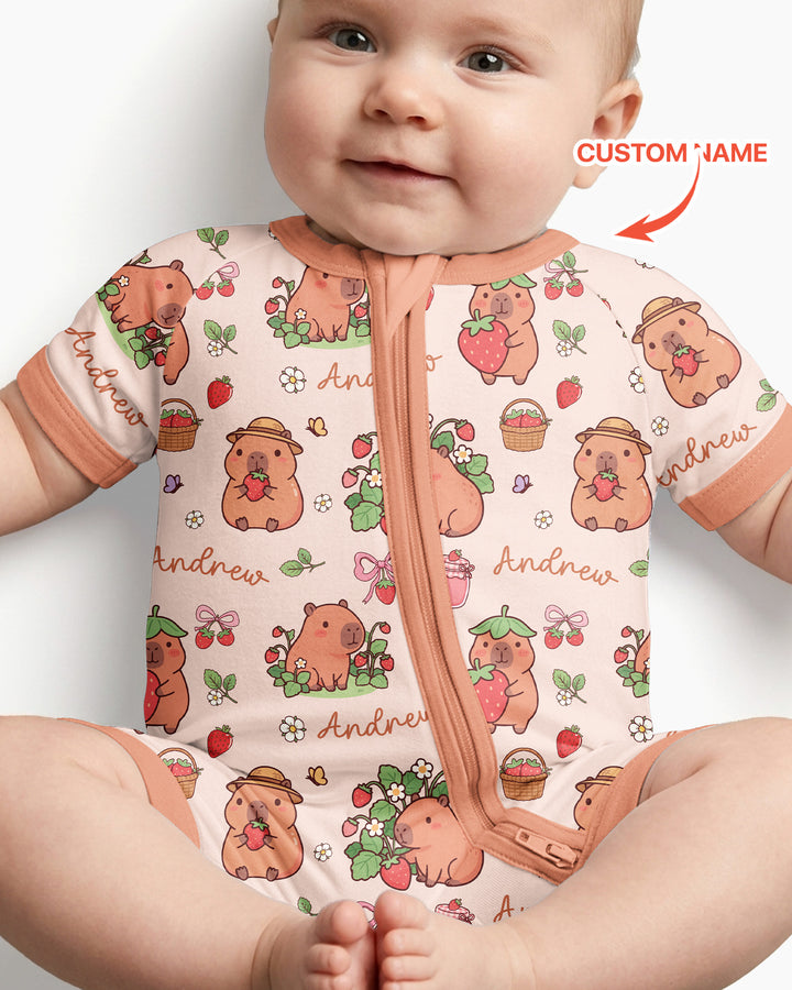 Custom Name Capybara Strawberry Bamboo Shorty Zippy