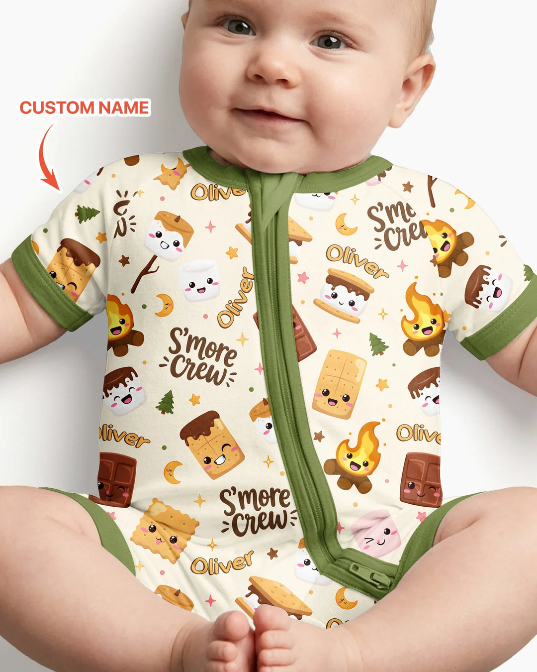 Custom Name Kawaii S'more Crew Family Matching Bamboo Shorty Zippy