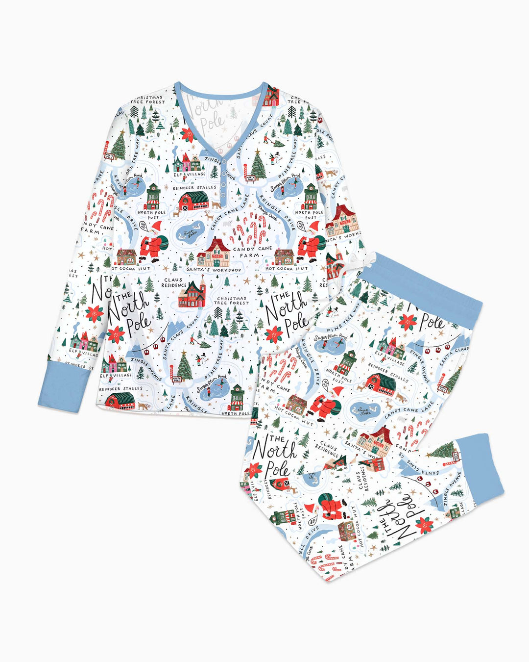 The North Pole Map Bamboo Women Pajama Set