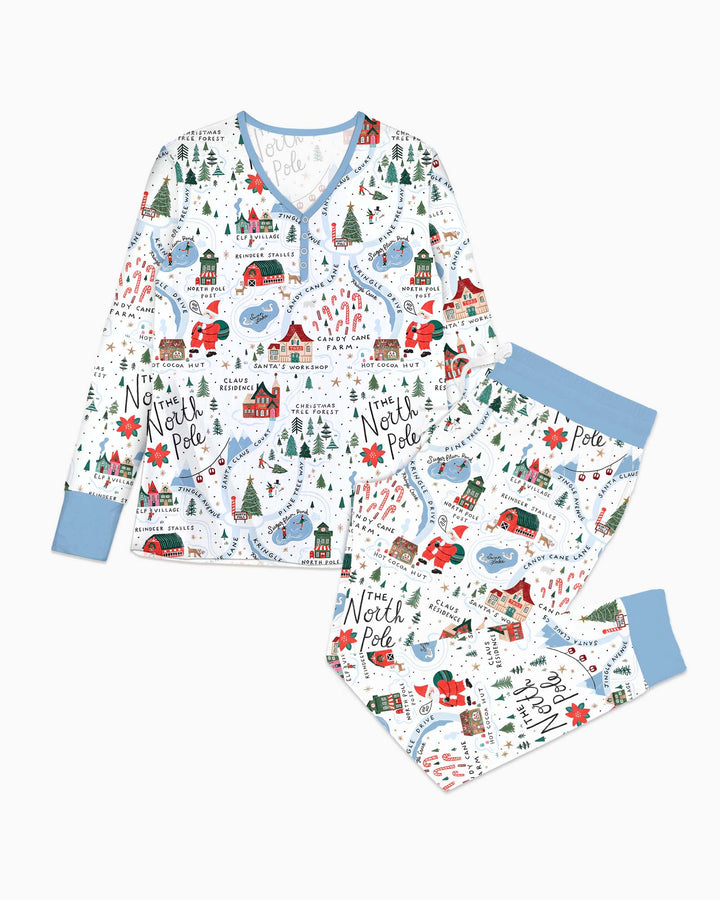 The North Pole Map Bamboo Women Pajama Set