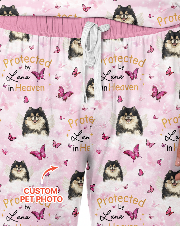 Custom Pet Photo Protected By Heaven Family Bamboo Men's Pajama Set