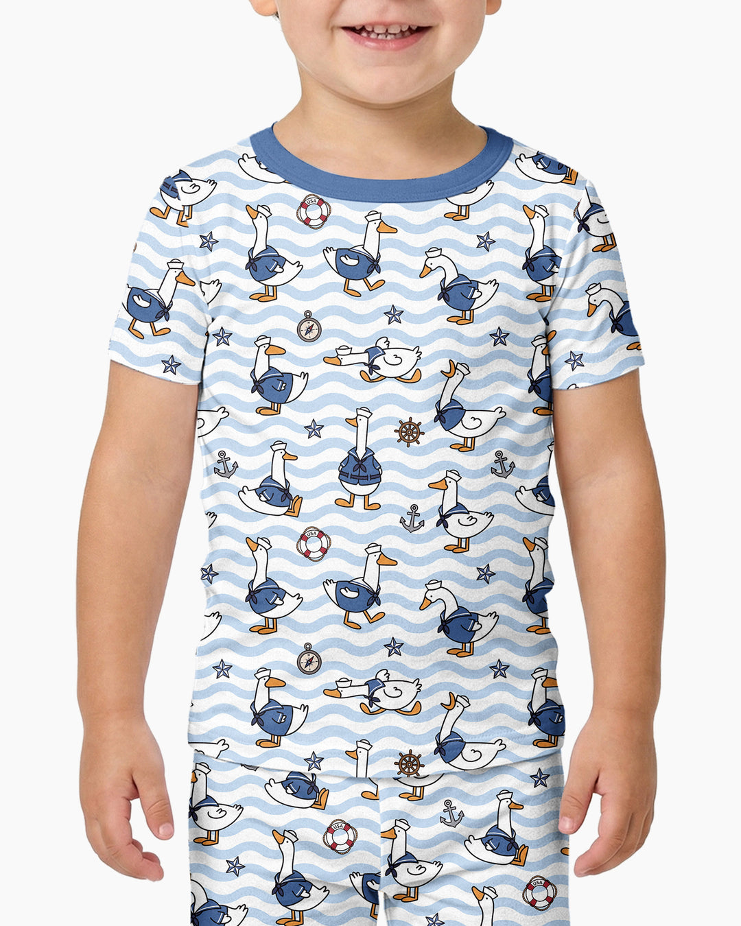 Silly Goose Sailor Bamboo Two Piece Short Sleeve Pajama Set
