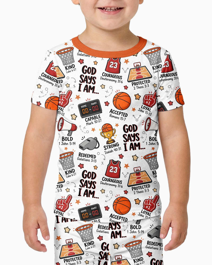 Basketball God Says I Am Bamboo Two Piece Short Sleeve Pajama Set