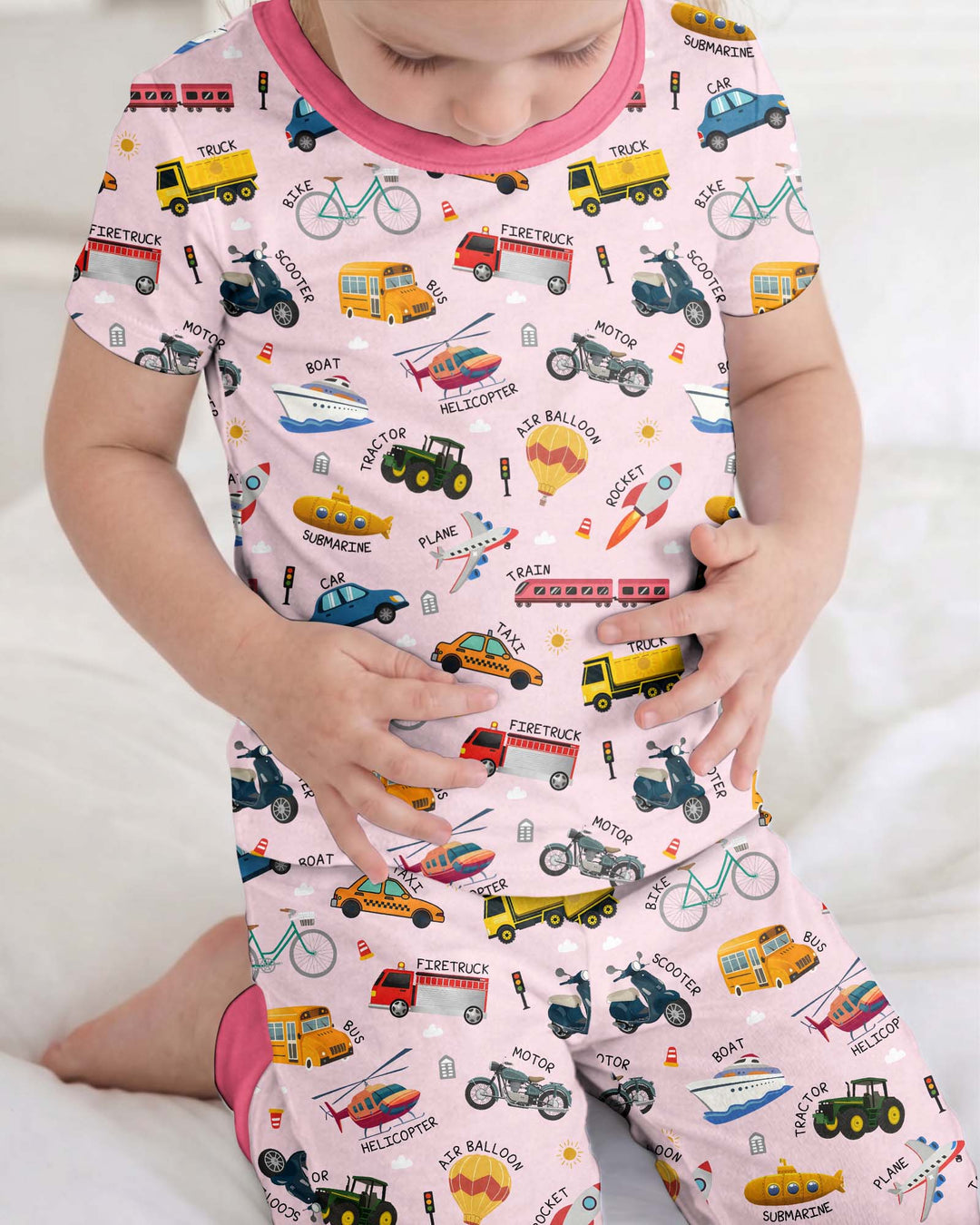 Vehicle Vocabulary Bamboo Two Piece Short Sleeve Pajama Set