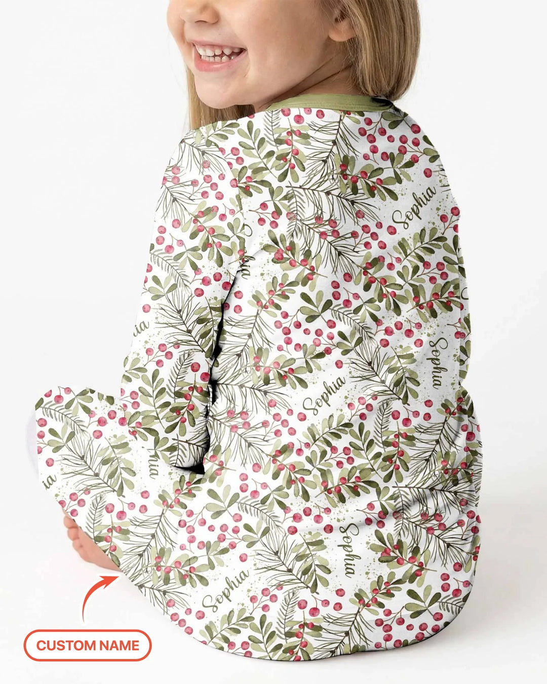 Custom Name Birth Month Flowers Bamboo Two Piece Long Sleeve Pajama Set