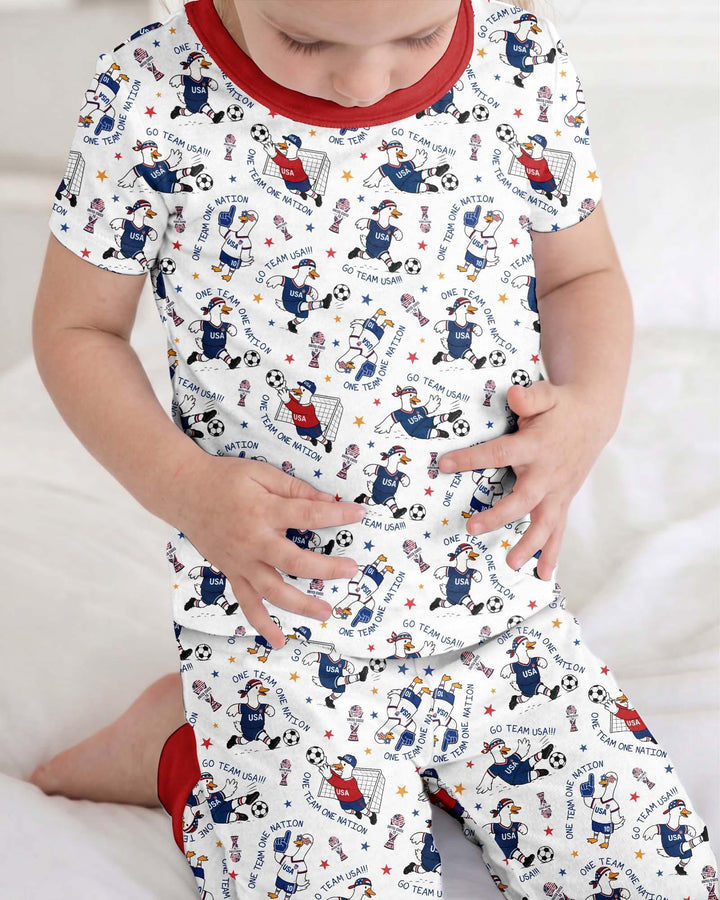 USA Soccer Goose Family Matching Bamboo Two Piece Short Sleeve Pajama Set