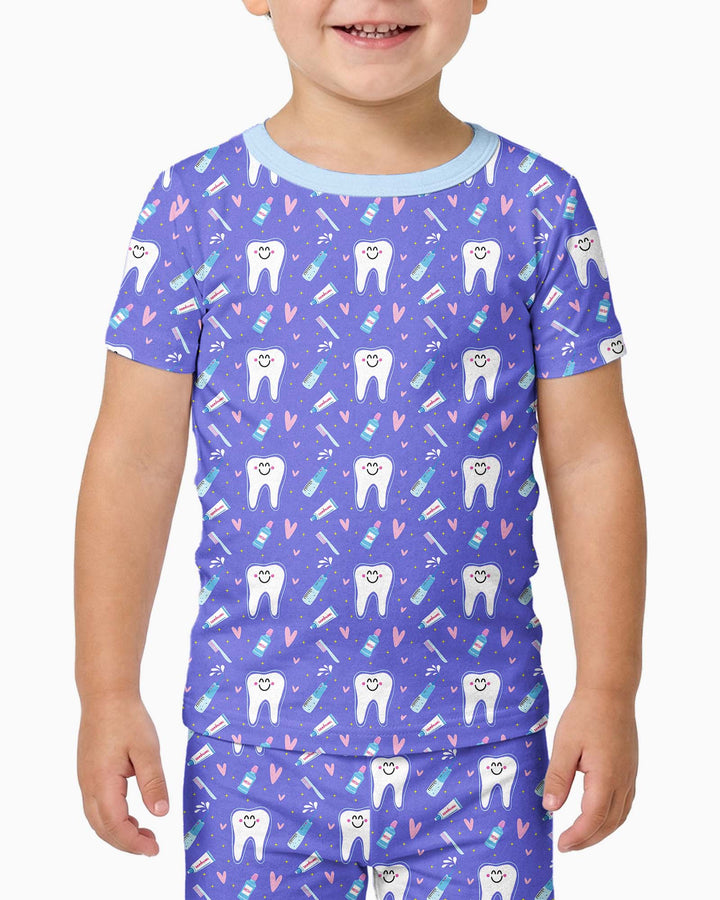 Brushing Teeth Bamboo Two-Piece Short Sleeve Pyjamas Set