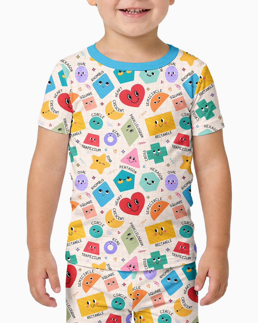 Happy Shape Squad Family Matching Bamboo Two Piece Short Sleeve Pajama Set