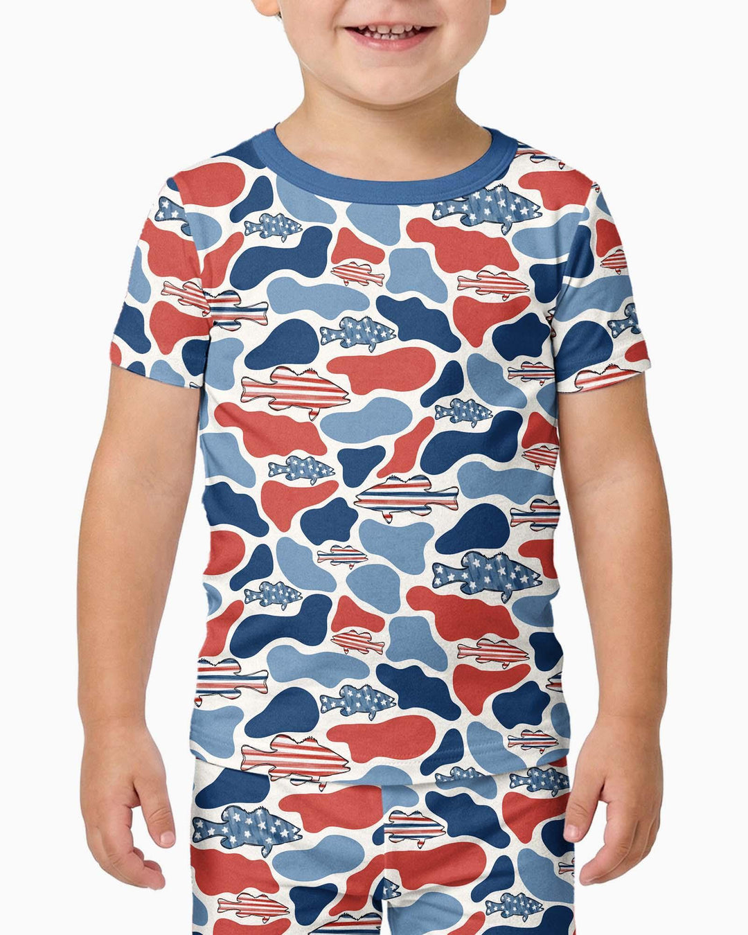 Reel America Daddy & Me Matching Bamboo Two Piece Short Sleeve Pajama Set