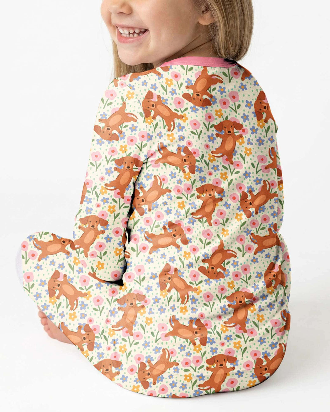 Dachshund Blooms Family Matching Bamboo Two Piece Long Sleeve Pajama Set