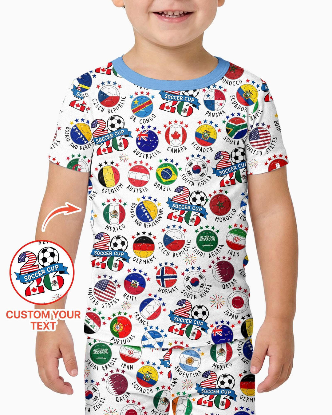 The World Plays Here 2026 Soccer Tour Bamboo Two Piece Short Sleeve Pajama Set