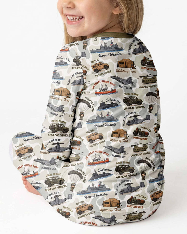 Little Hero Military Family Matching Bamboo Two Piece Long Sleeve Pajama Set