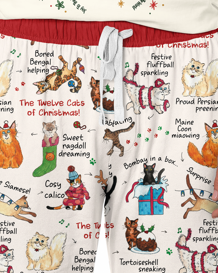 The 12 Cats of Christmas Bamboo Men's Pajama Set