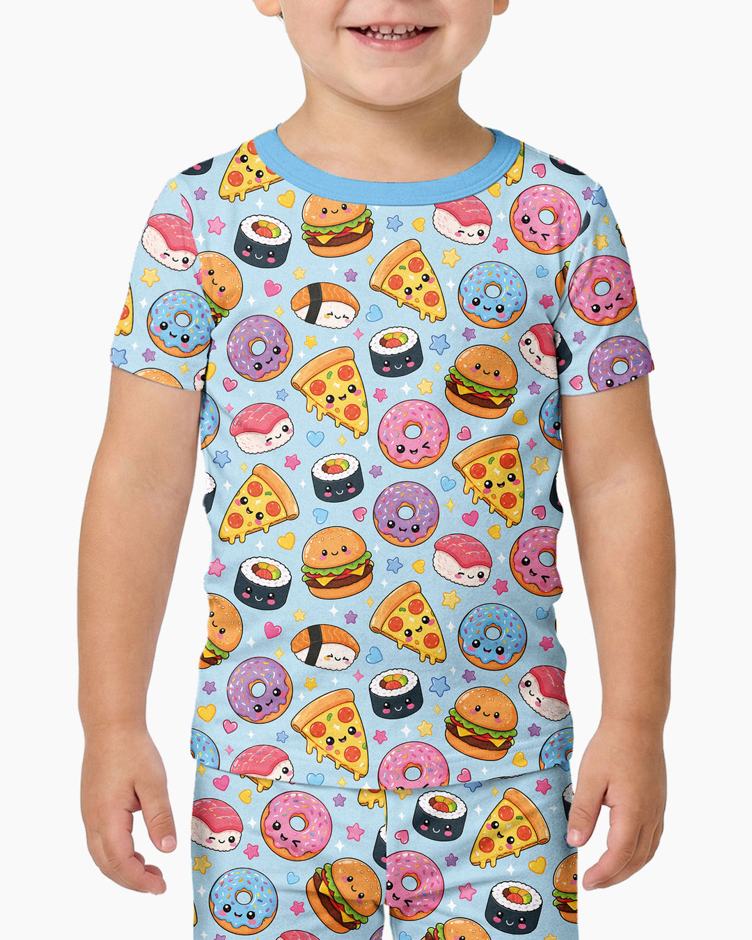 Kawaii Snack Party Bamboo Two Piece Short Sleeve Pajama Set