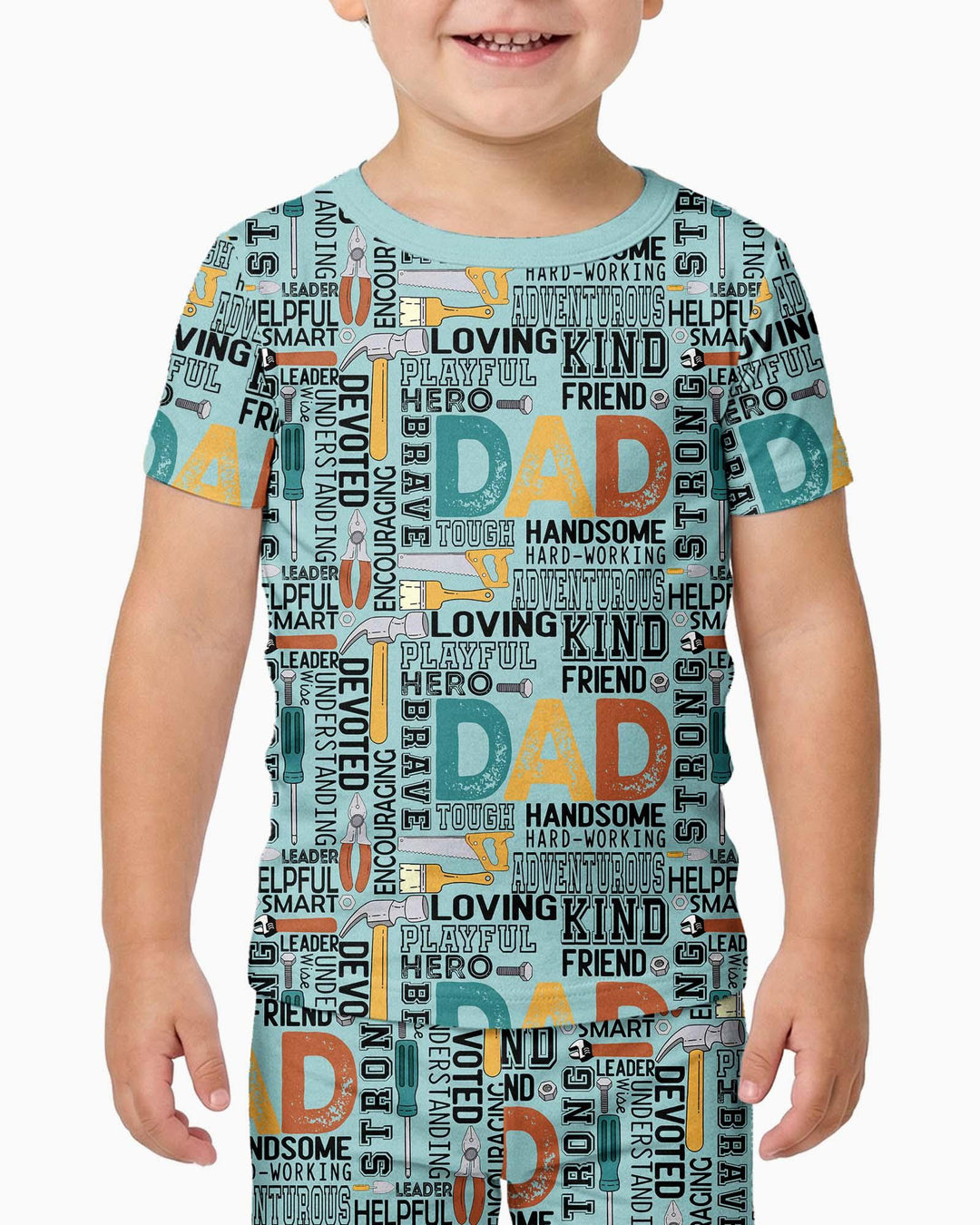 Dad Word Collage Bamboo Two Piece Short Sleeve Shorts Pajama Set