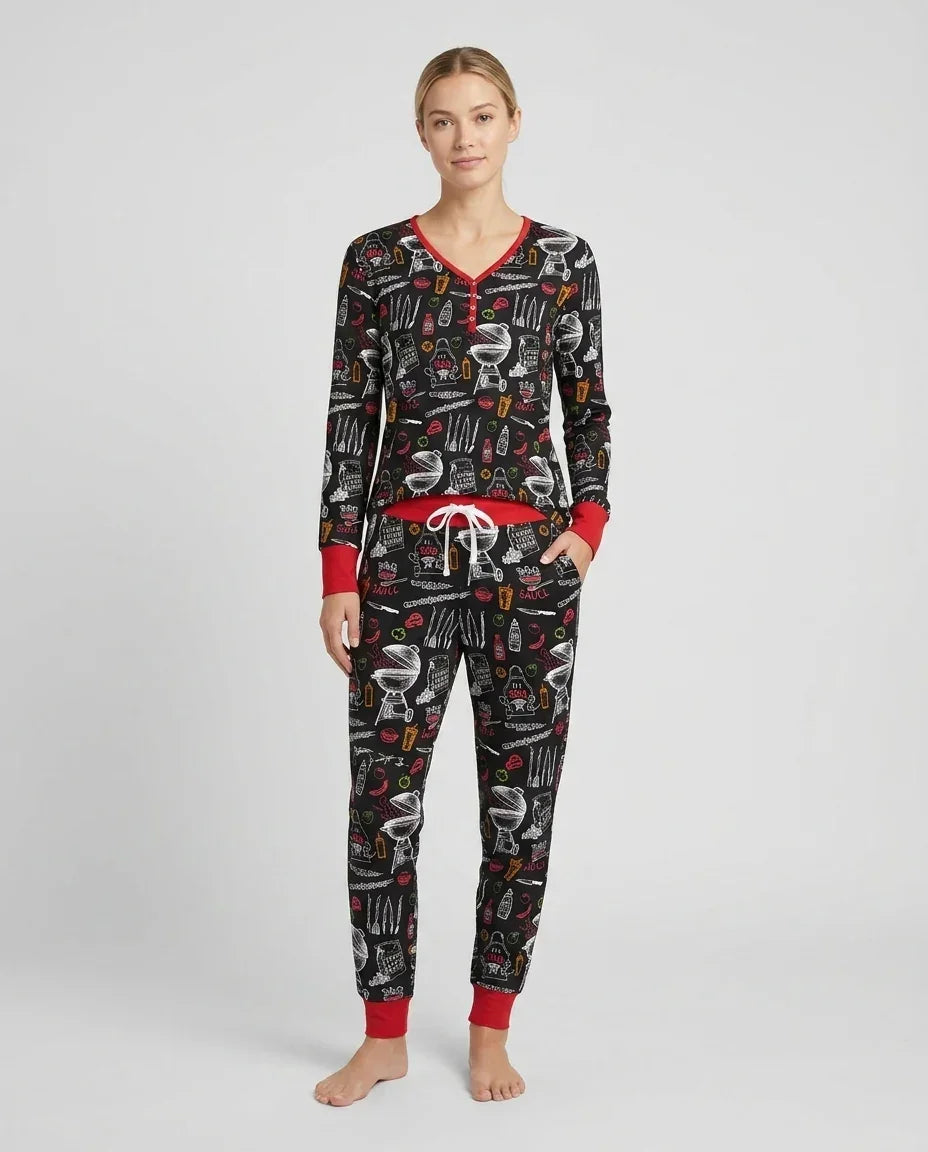 Backyard BBQ Party Family Matching Bamboo Women Pajama Set