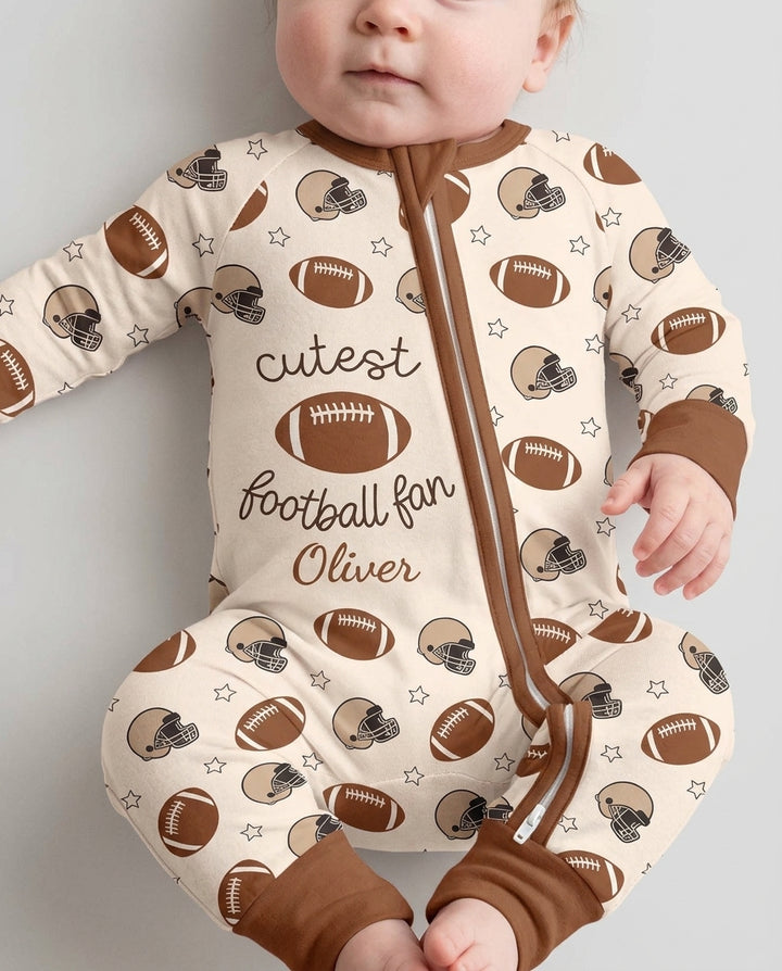 Custom Name Cutest Football Fan Bamboo Convertible Zippy