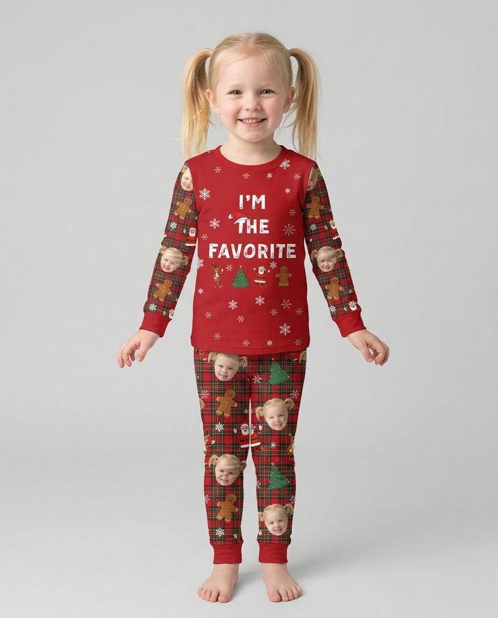 I'm The Favorite Christmas Funny Brother Sister Matching Bamboo Two Piece Long Sleeve Pajama Set