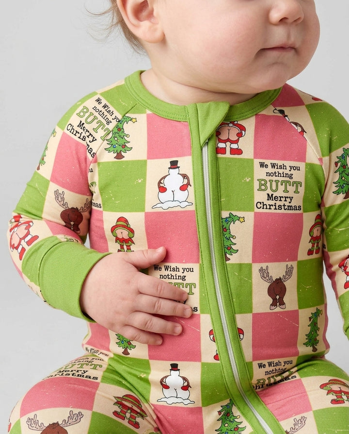Nothing Butt Merry Christmas Checkerboard Bamboo Convertible Zippy