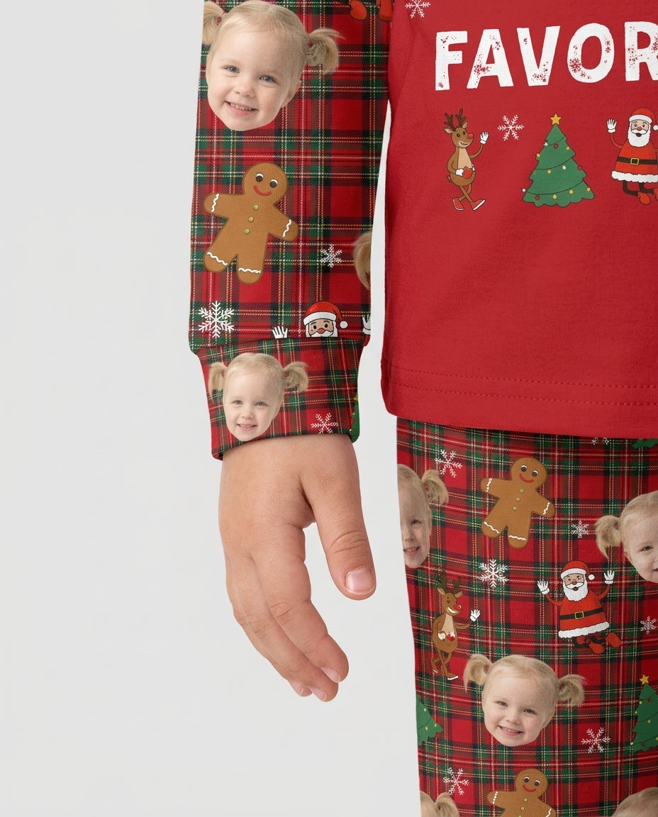 I'm The Favorite Christmas Funny Brother Sister Matching Bamboo Two Piece Long Sleeve Pajama Set